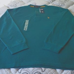 US POLO LONG SLEEVE THERMAL HENLEY SHIRT